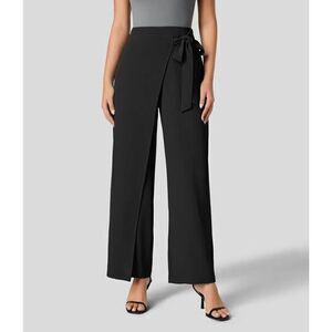 Halara High Waisted Tie Side Invisible Zipper Wide‎ Leg Work Pants Size M Petite